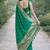 Teal green soft silk banarasi jacuard work designer party wear saree with unstitched blouse piece