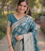 Wine silk blend banarasi saree with unstitched blouse piece