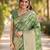 Mehendi soft silk banarasi jacuard work designer party wear saree with unstitched blouse piece