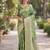 Mehendi soft silk banarasi jacuard work designer party wear saree with unstitched blouse piece