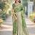 Mehendi soft silk banarasi jacuard work designer party wear saree with unstitched blouse piece