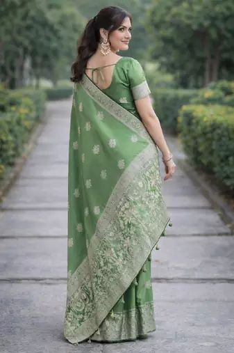 Wine silk blend banarasi saree with unstitched blouse piece