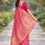 Pink soft silk banarasi jacuard work designer party wear saree with unstitched blouse piece