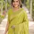 Parrot green soft silk banarasi jacuard work designer party wear saree with unstitched blouse piece