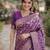 Wine soft silk banarasi jacuard work designer party wear saree with unstitched blouse piece