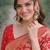 Red soft silk banarasi jacuard work designer party wear saree with unstitched blouse piece