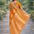 Orange soft silk banarasi jacuard work designer party wear saree with unstitched blouse piece