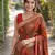 Green soft silk banarasi jacuard work designer party wear saree with unstitched blouse piece