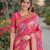 Light pink soft silk banarasi jacuard work designer party wear saree with unstitched blouse piece