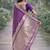 Wine soft silk banarasi jacuard work designer party wear saree with unstitched blouse piece