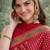 Red soft silk banarasi jacuard work designer party wear saree with unstitched blouse piece