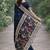 Blue soft silk banarasi jacuard work designer party wear saree with unstitched blouse piece