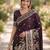 Wine soft silk banarasi jacuard work designer party wear saree with unstitched blouse piece
