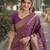 Wine soft silk banarasi jacuard work designer party wear saree with unstitched blouse piece