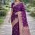 Wine soft silk banarasi jacuard work designer party wear saree with unstitched blouse piece