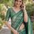 Teal green soft silk banarasi jacuard work designer party wear saree with unstitched blouse piece