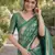 Teal green soft silk banarasi jacuard work designer party wear saree with unstitched blouse piece