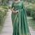Teal green soft silk banarasi jacuard work designer party wear saree with unstitched blouse piece