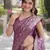 Wine soft silk banarasi jacuard work designer party wear saree with unstitched blouse piece