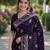 Plum soft silk banarasi jacuard work designer party wear saree with unstitched blouse piece