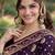 Plum soft silk banarasi jacuard work designer party wear saree with unstitched blouse piece