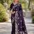 Plum soft silk banarasi jacuard work designer party wear saree with unstitched blouse piece