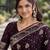 Wine soft silk banarasi jacuard work designer party wear saree with unstitched blouse piece