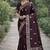 Wine soft silk banarasi jacuard work designer party wear saree with unstitched blouse piece