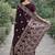 Wine soft silk banarasi jacuard work designer party wear saree with unstitched blouse piece