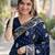 Blue soft silk banarasi jacuard work designer party wear saree with unstitched blouse piece