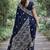 Blue soft silk banarasi jacuard work designer party wear saree with unstitched blouse piece