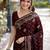 Maroon soft silk banarasi jacuard work designer party wear saree with unstitched blouse piece
