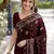 Maroon soft silk banarasi jacuard work designer party wear saree with unstitched blouse piece