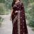 Maroon soft silk banarasi jacuard work designer party wear saree with unstitched blouse piece