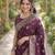 Wine soft silk banarasi jacuard work designer party wear saree with unstitched blouse piece