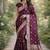 Wine soft silk banarasi jacuard work designer party wear saree with unstitched blouse piece