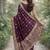 Wine soft silk banarasi jacuard work designer party wear saree with unstitched blouse piece