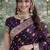 Plum soft silk banarasi jacuard work designer party wear saree with unstitched blouse piece