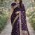 Plum soft silk banarasi jacuard work designer party wear saree with unstitched blouse piece