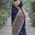 Blue soft silk banarasi jacuard work designer party wear saree with unstitched blouse piece