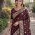 Maroon soft silk banarasi jacuard work designer party wear saree with unstitched blouse piece