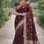 Maroon soft silk banarasi jacuard work designer party wear saree with unstitched blouse piece