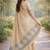 Off white rama soft silk banarasi jacuard work designer party wear saree with unstitched blouse piece