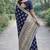 Blue soft silk banarasi jacuard work designer party wear saree with unstitched blouse piece