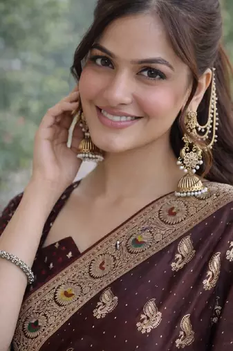 Maroon silk blend banarasi saree with unstitched blouse piece