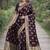Wine soft silk banarasi jacuard work designer party wear saree with unstitched blouse piece