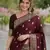 Maroon soft silk banarasi jacuard work designer party wear saree with unstitched blouse piece