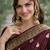 Maroon soft silk banarasi jacuard work designer party wear saree with unstitched blouse piece