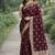 Maroon soft silk banarasi jacuard work designer party wear saree with unstitched blouse piece