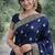 Blue soft silk banarasi jacuard work designer party wear saree with unstitched blouse piece